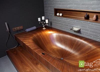 مدل وان حمام چوبی لوکس و شیک ، دکوراسیون حمام 2015